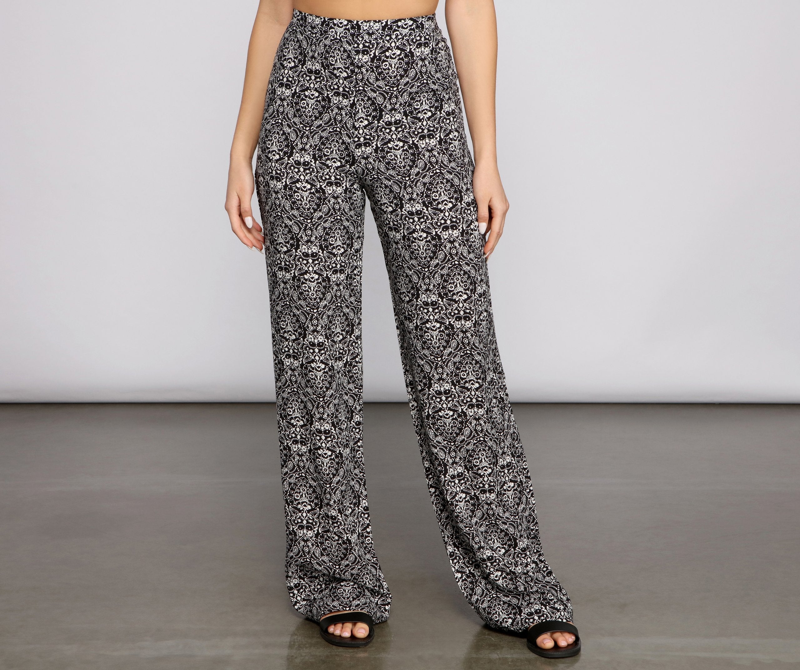 High Waist Bohemian Flared Wide Leg Pants - Lady Occasions