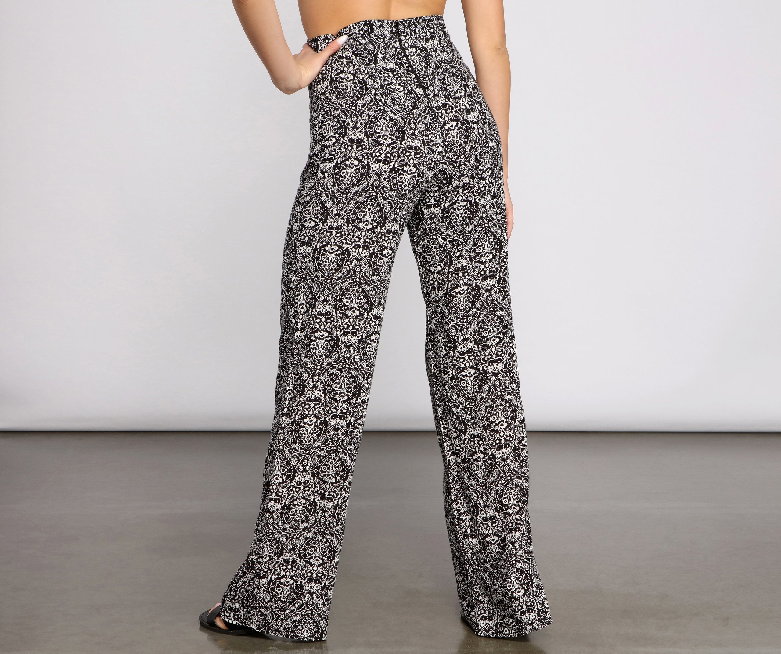 High Waist Bohemian Flared Wide Leg Pants - Lady Occasions