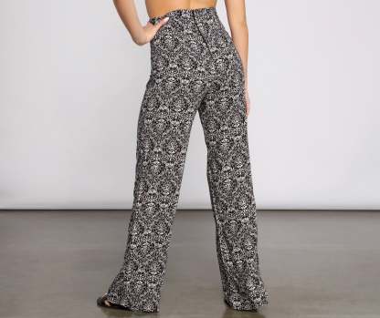 High Waist Bohemian Flared Wide Leg Pants - Lady Occasions