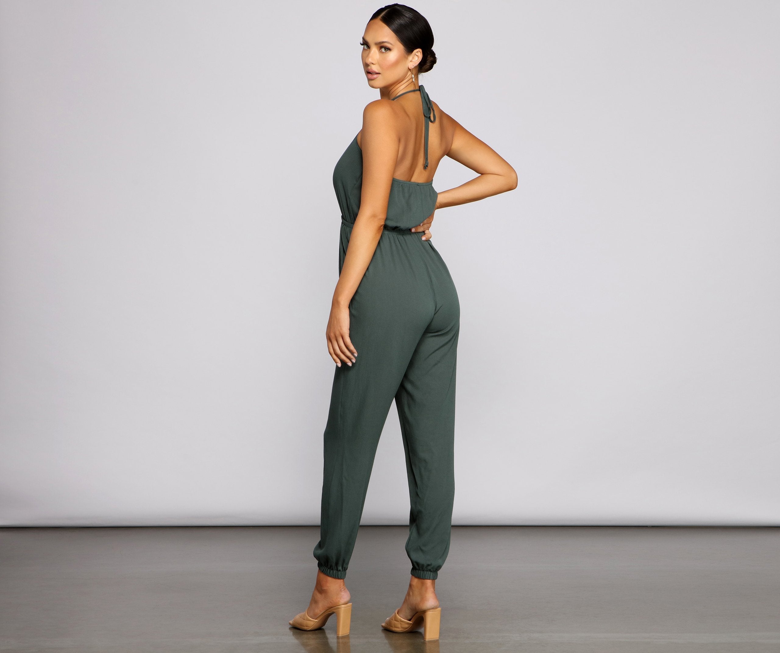 Essential Chic Surplice Gauze Jumpsuit - Lady Occasions