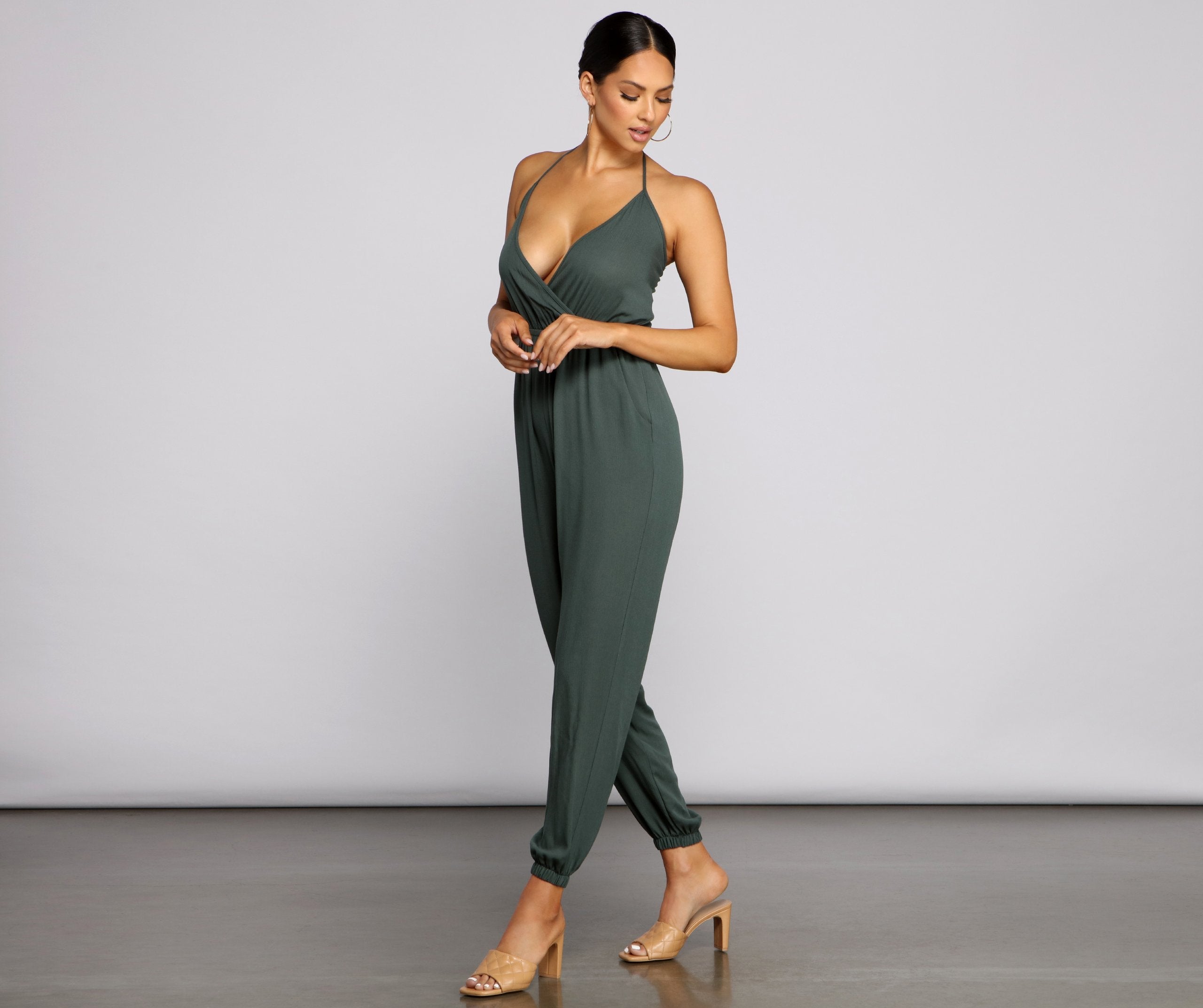 Essential Chic Surplice Gauze Jumpsuit - Lady Occasions