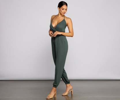 Essential Chic Surplice Gauze Jumpsuit - Lady Occasions