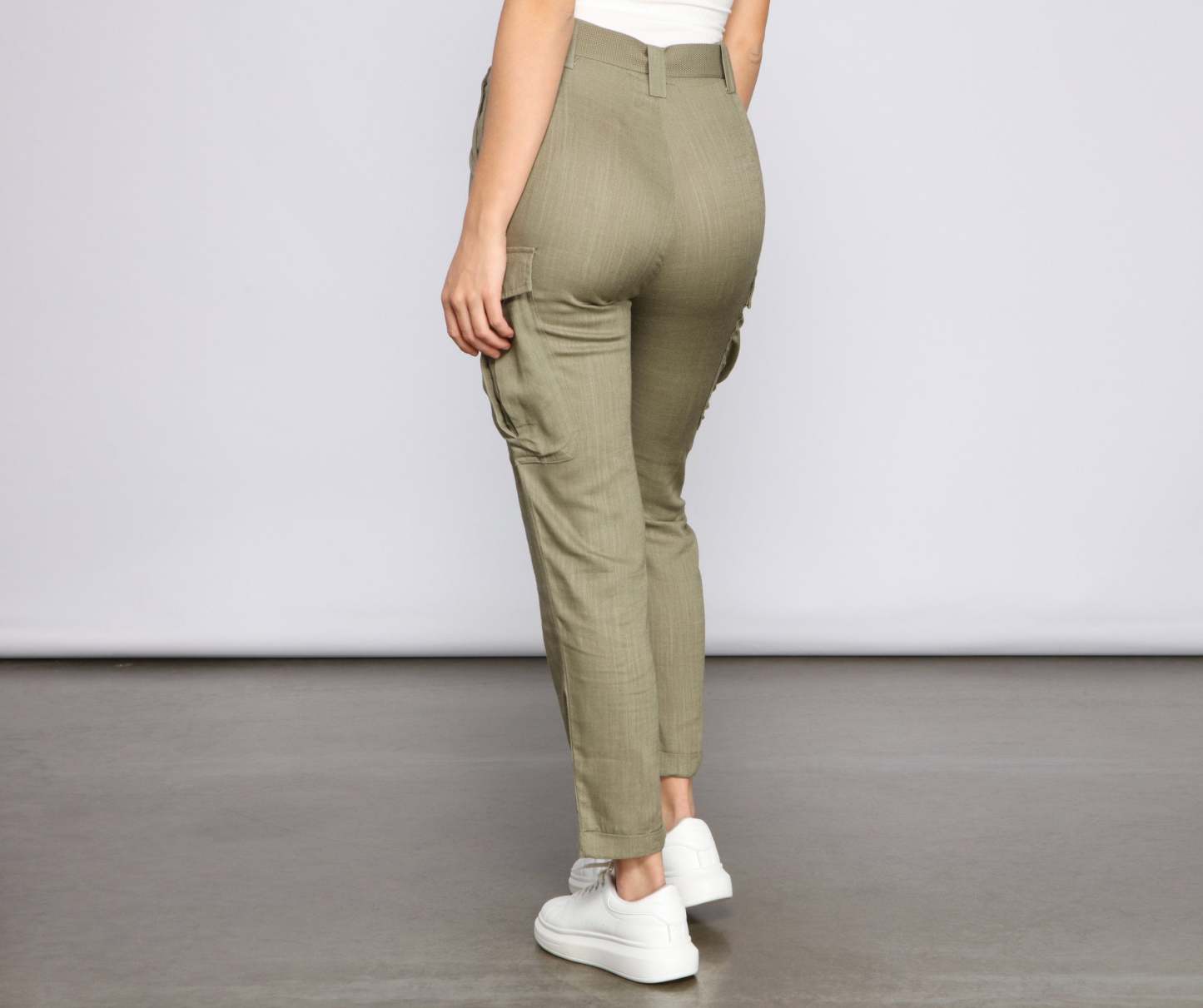 High Waist Linen Cargo Pants - Lady Occasions