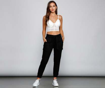 Basic And Chic High Waist Cargo Pants - Lady Occasions