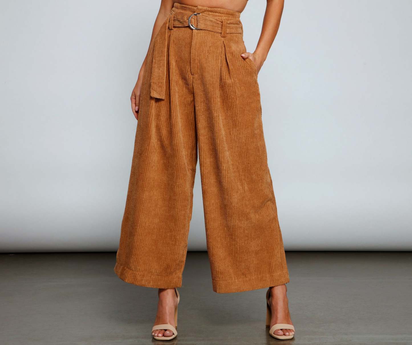 High Waist Flared Corduroy Pants - Lady Occasions
