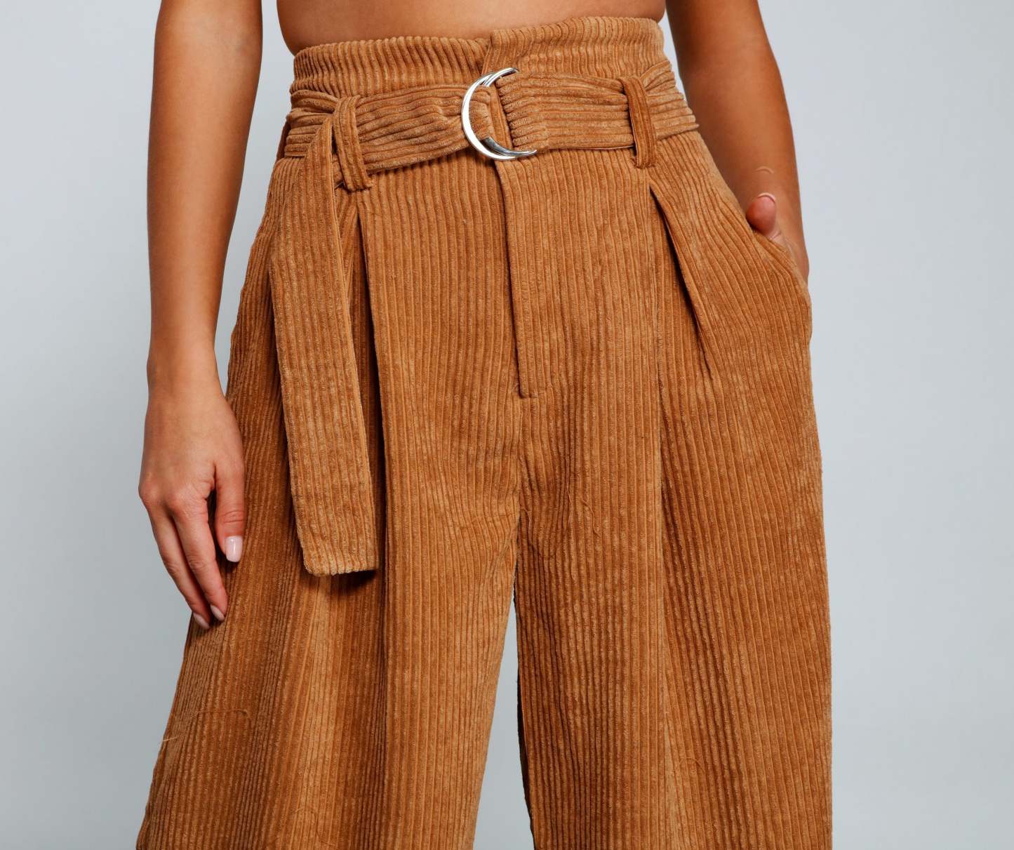 High Waist Flared Corduroy Pants - Lady Occasions