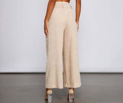 High Waist Flared Corduroy Pants - Lady Occasions
