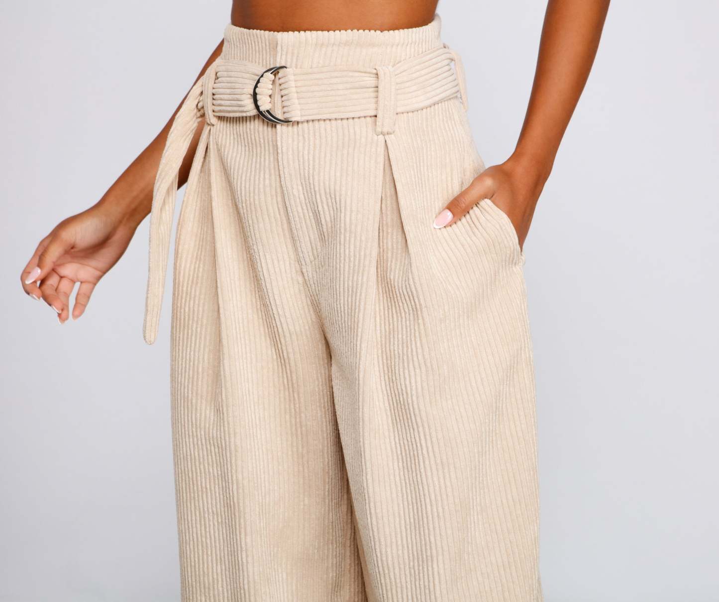 High Waist Flared Corduroy Pants - Lady Occasions