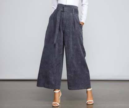 High Waist Flared Corduroy Pants - Lady Occasions