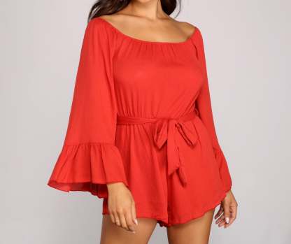 Glam Life Off The Shoulder Gauze Romper - Lady Occasions