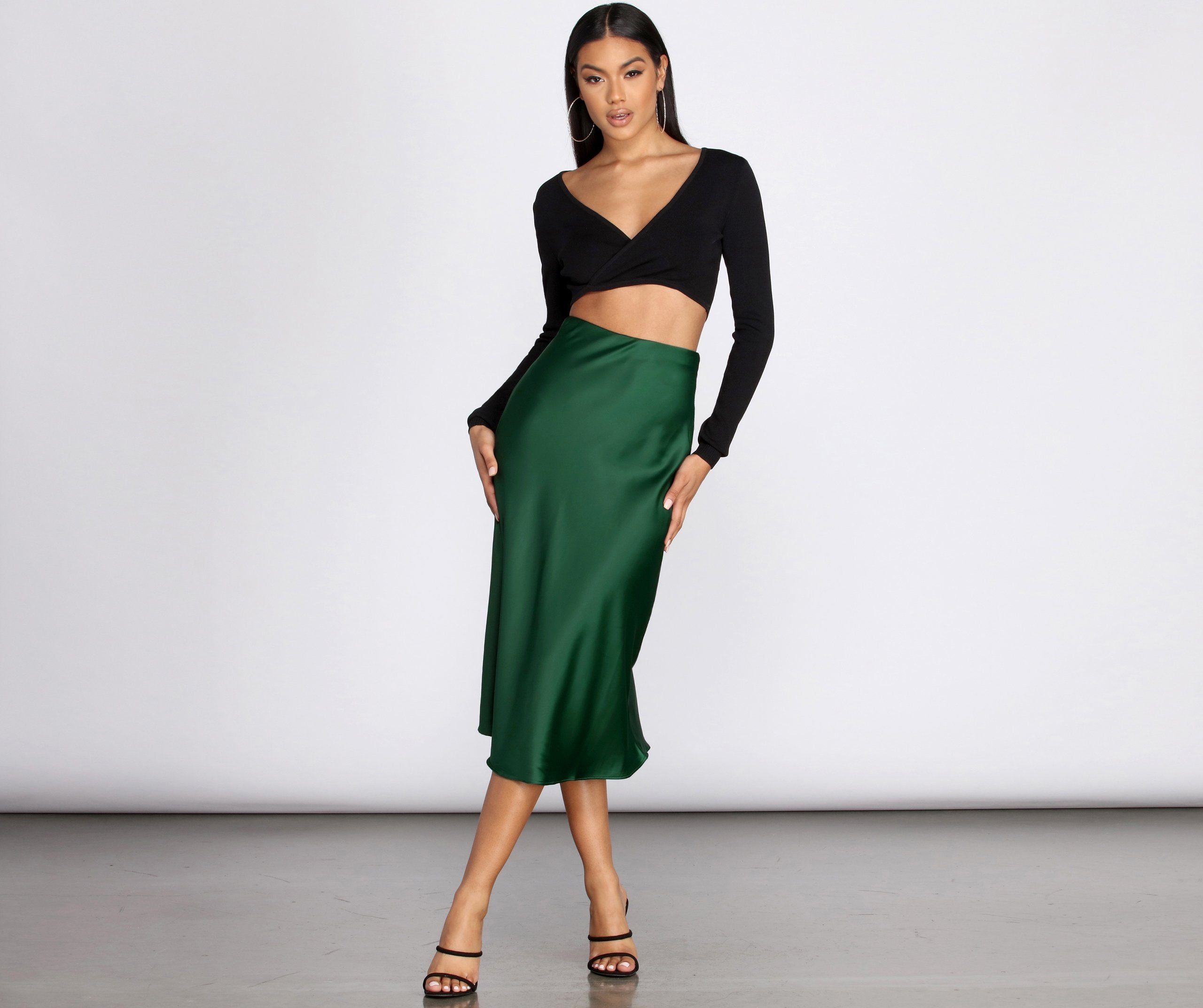 Minimalist Satin Midi Skirt - Lady Occasions
