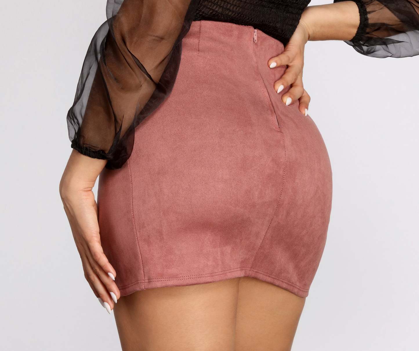 Wrapped In Suede Mini Skirt - Lady Occasions