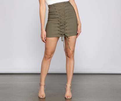Love The Look Lace-Up Mini Skirt - Lady Occasions