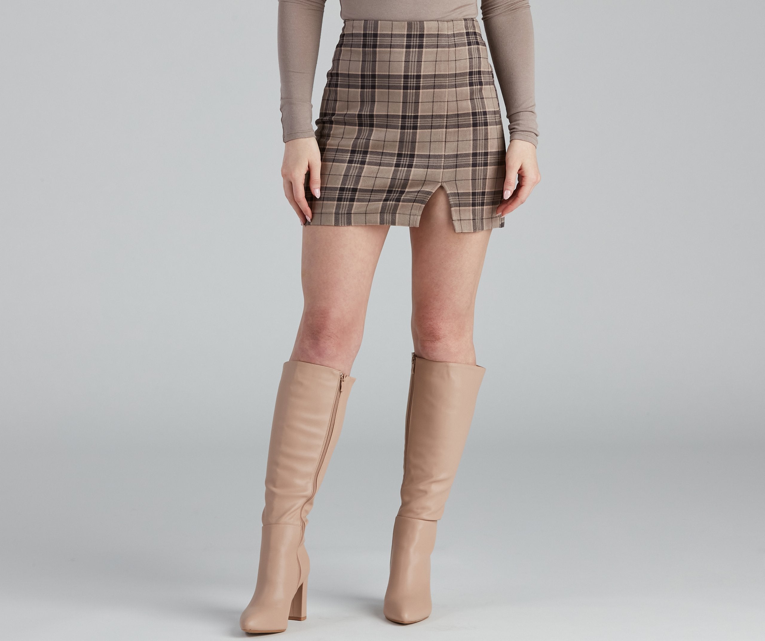 Clueless In Plaid Faux Suede Skirt - Lady Occasions