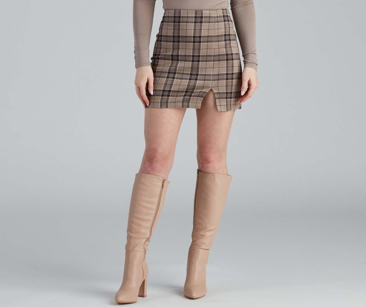 Clueless In Plaid Faux Suede Skirt - Lady Occasions
