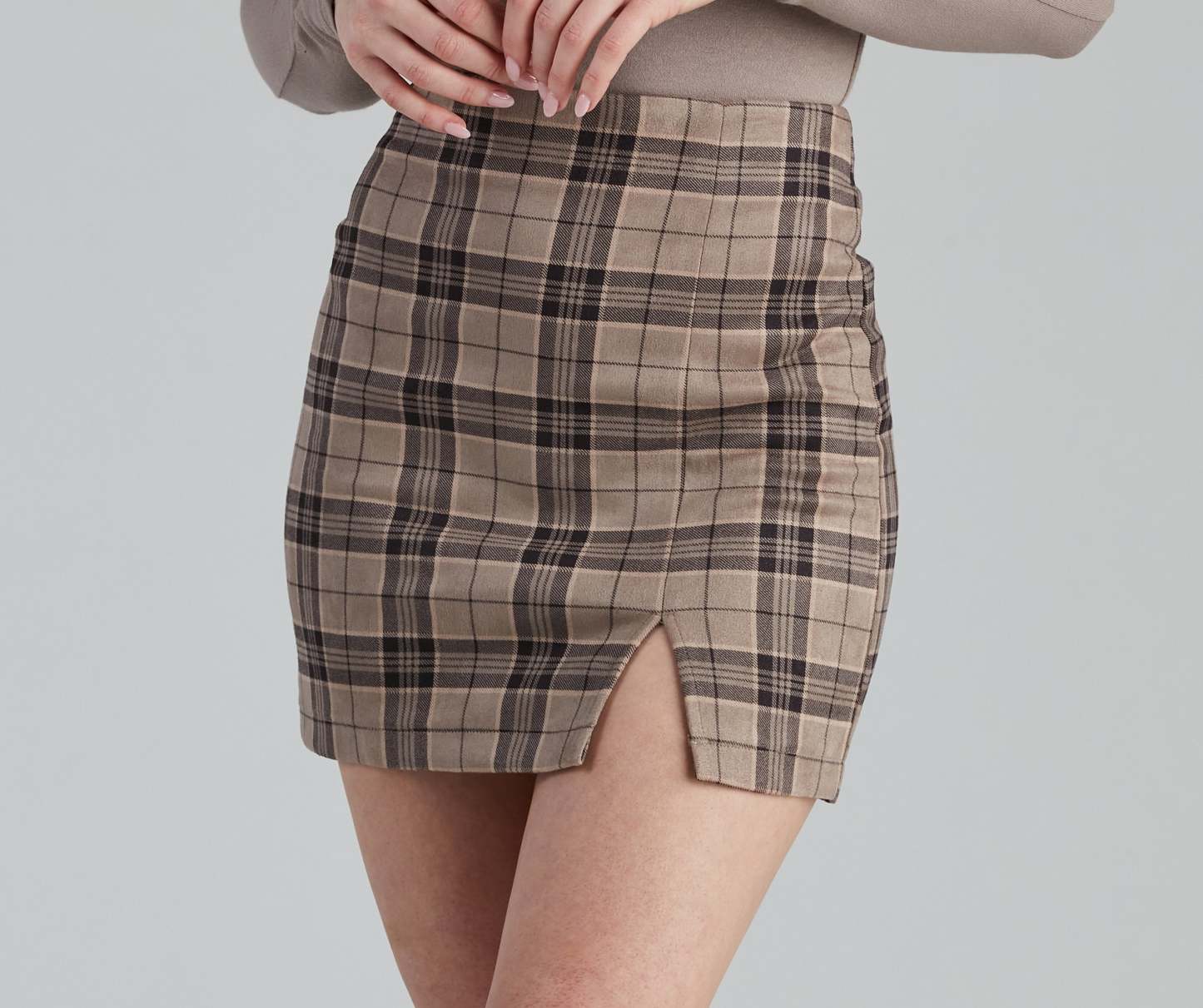 Clueless In Plaid Faux Suede Skirt - Lady Occasions