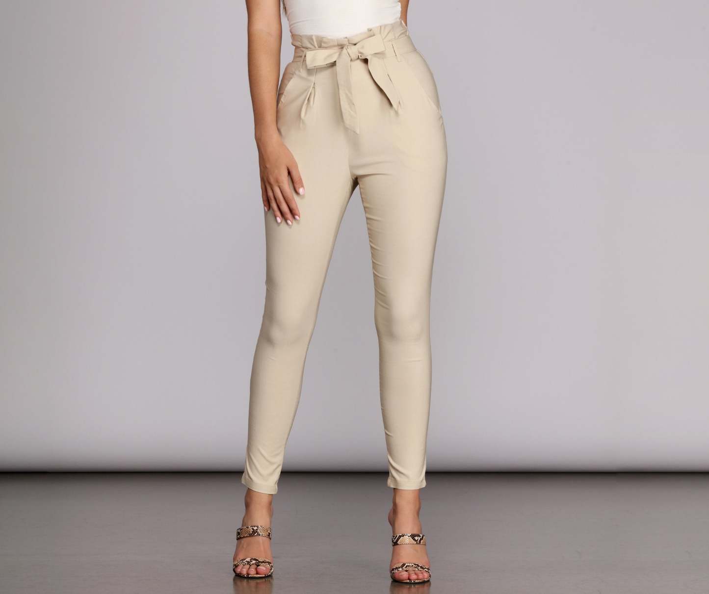 Preppy And Poised Paper Bag Pants - Lady Occasions