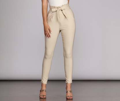 Preppy And Poised Paper Bag Pants - Lady Occasions