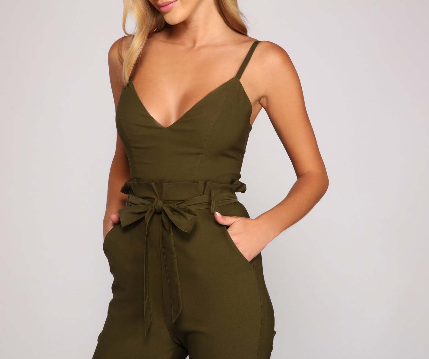 Stylish And Tapered Tie Waist Jumpsuit - Lady Occasions