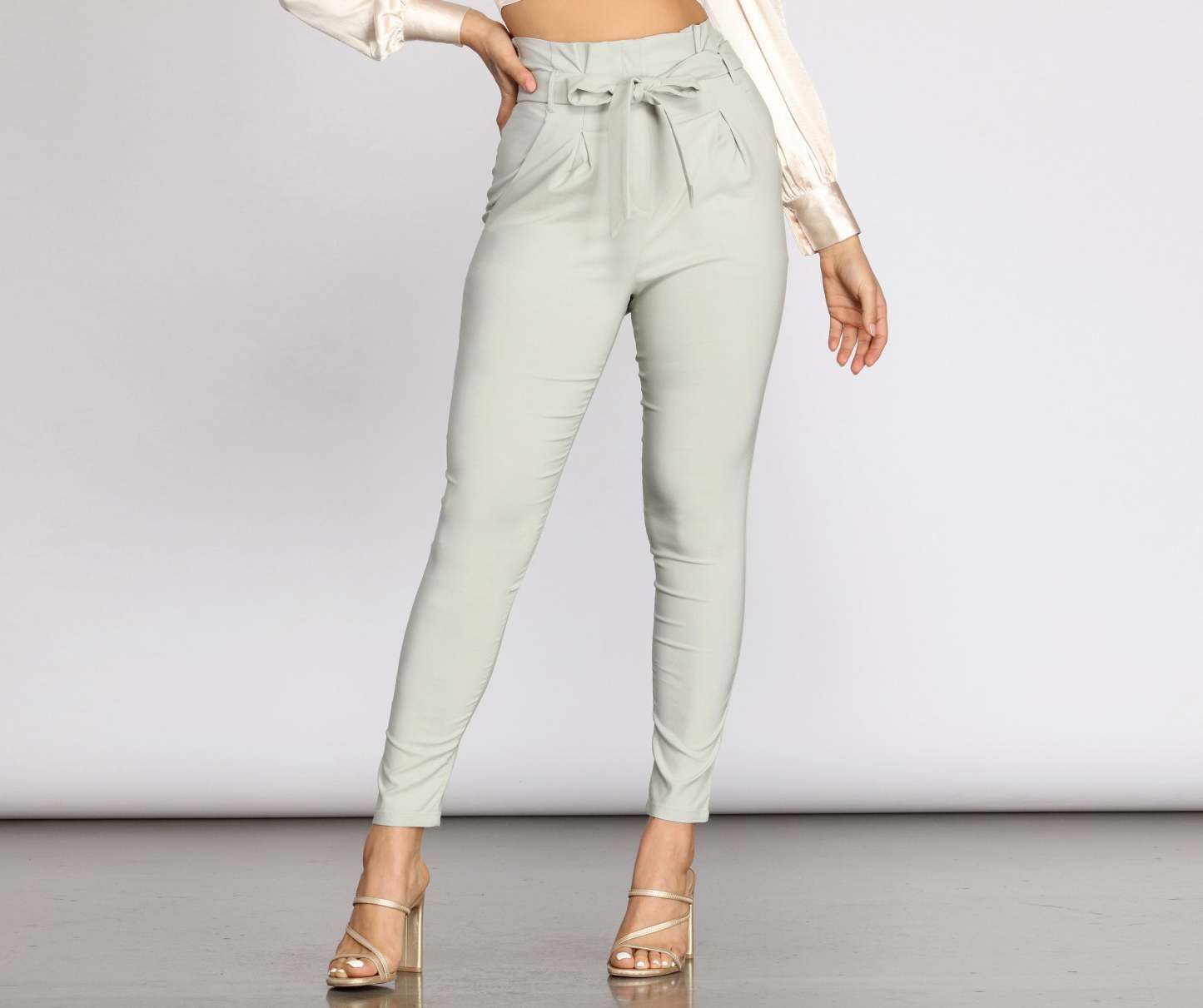 High Waist Paperbag Skinny Dress Pants - Lady Occasions
