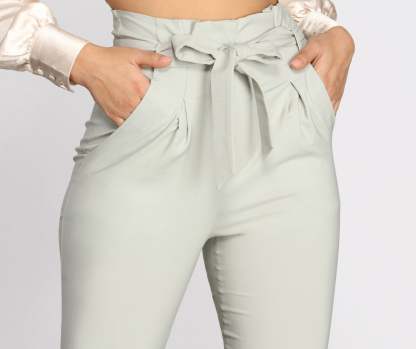 High Waist Paperbag Skinny Dress Pants - Lady Occasions