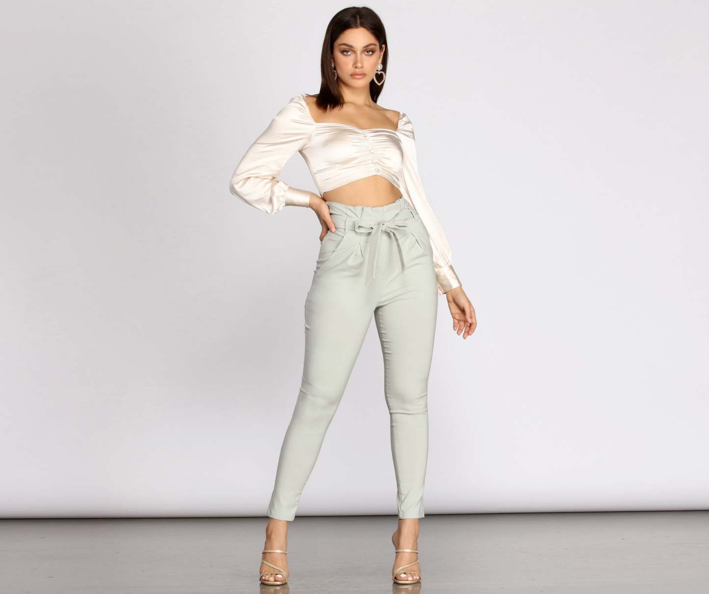High Waist Paperbag Skinny Dress Pants - Lady Occasions