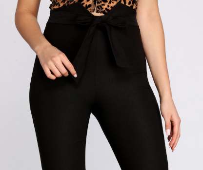 High Waist Tie Front Skinny Pants - Lady Occasions