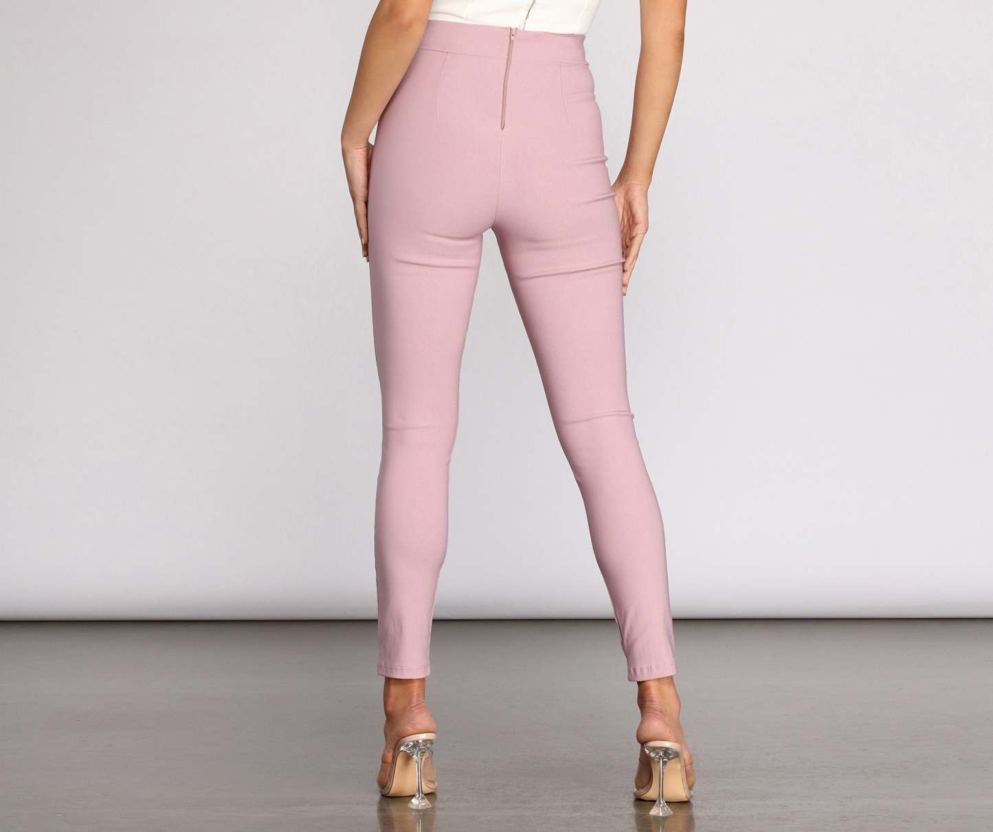 High Waist Tie Front Skinny Pants - Lady Occasions