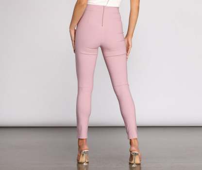 High Waist Tie Front Skinny Pants - Lady Occasions
