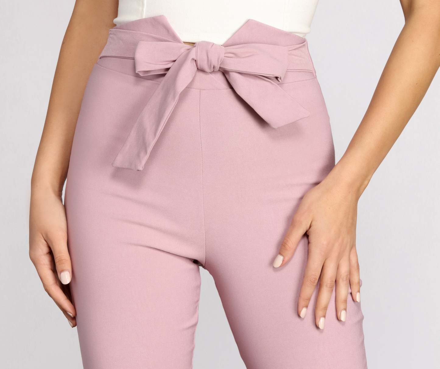 High Waist Tie Front Skinny Pants - Lady Occasions