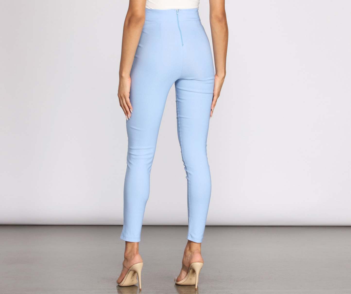 High Waist Tie Front Skinny Pants - Lady Occasions