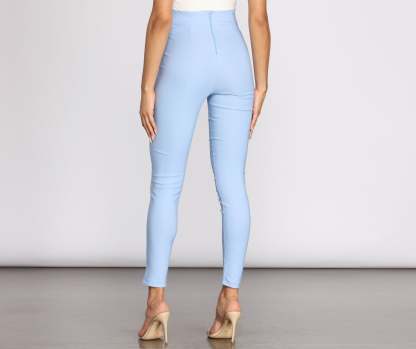 High Waist Tie Front Skinny Pants - Lady Occasions