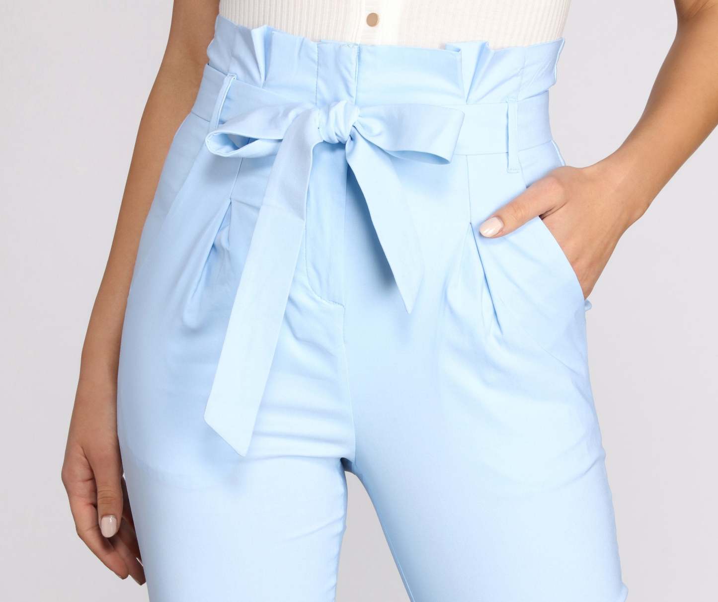 High Waist Paperbag Skinny Dress Pants - Lady Occasions
