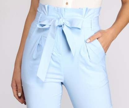 High Waist Paperbag Skinny Dress Pants - Lady Occasions