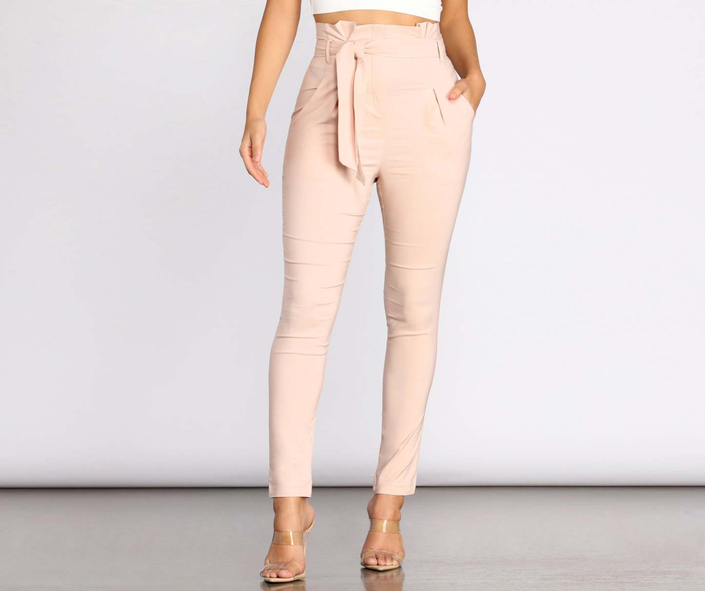 High Waist Paperbag Skinny Dress Pants - Lady Occasions