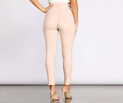 High Waist Paperbag Skinny Dress Pants - Lady Occasions