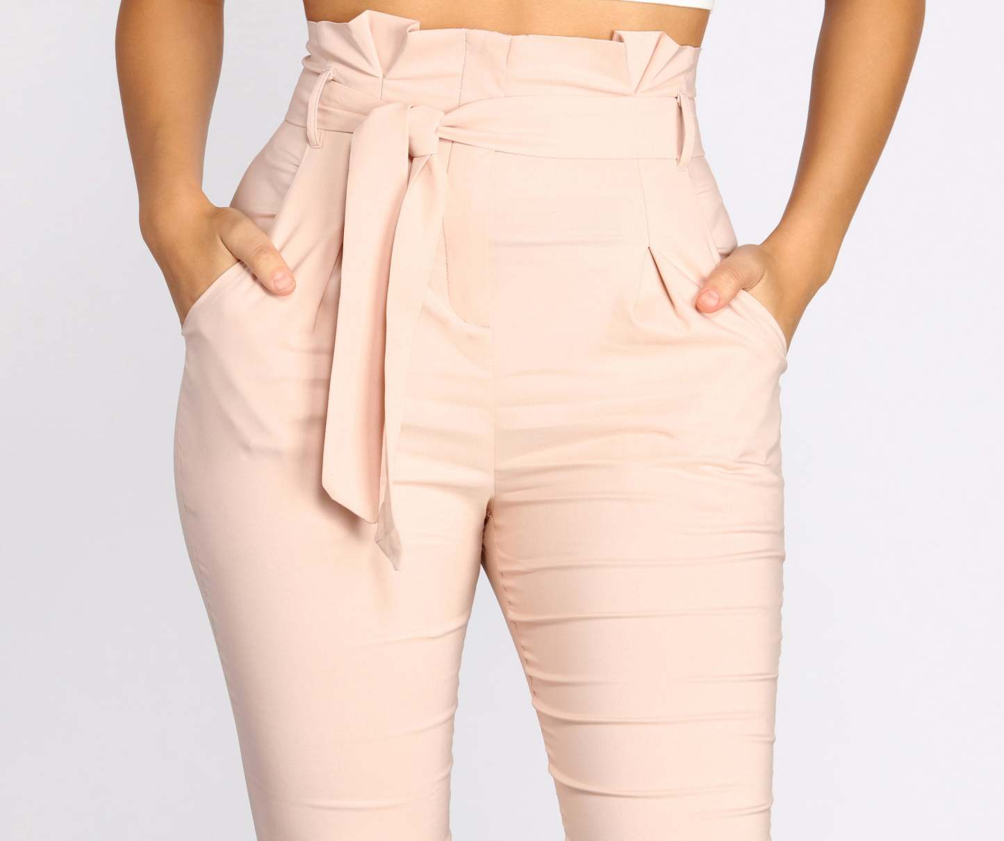 High Waist Paperbag Skinny Dress Pants - Lady Occasions