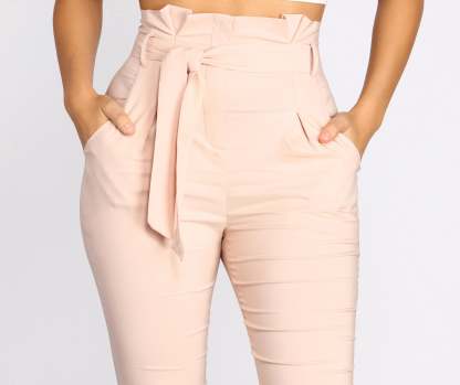 High Waist Paperbag Skinny Dress Pants - Lady Occasions