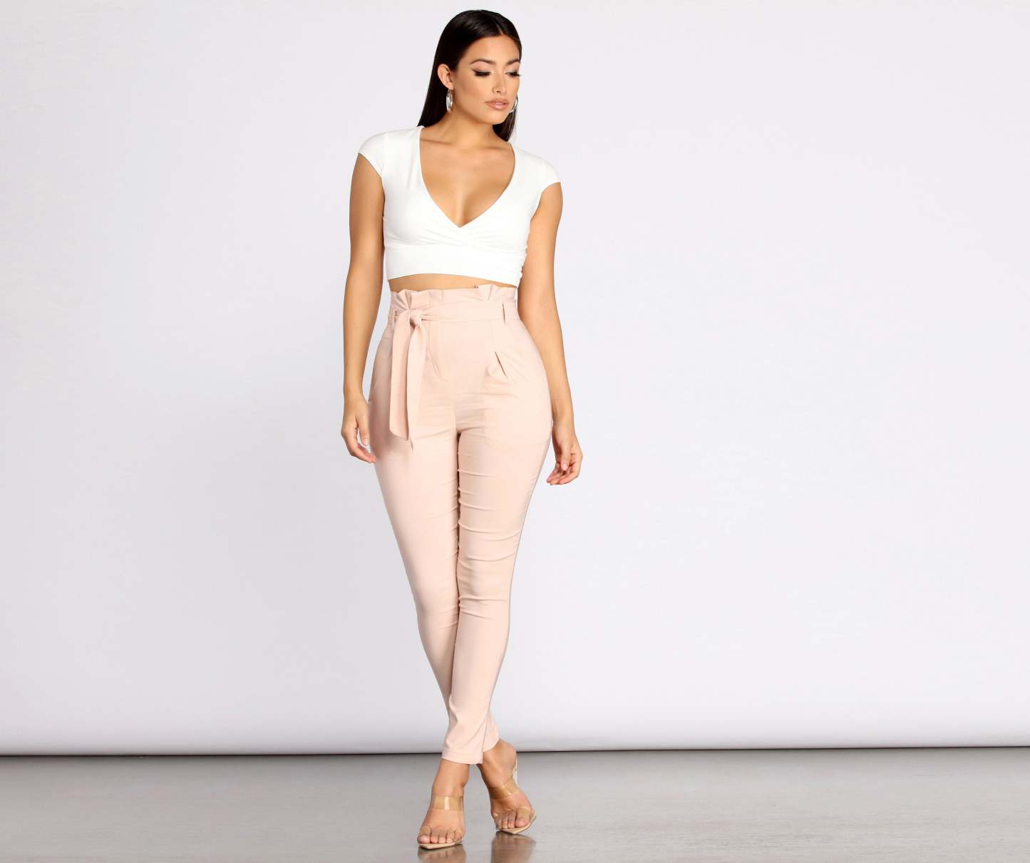 High Waist Paperbag Skinny Dress Pants - Lady Occasions