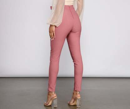 High Waist Tie Front Skinny Pants - Lady Occasions