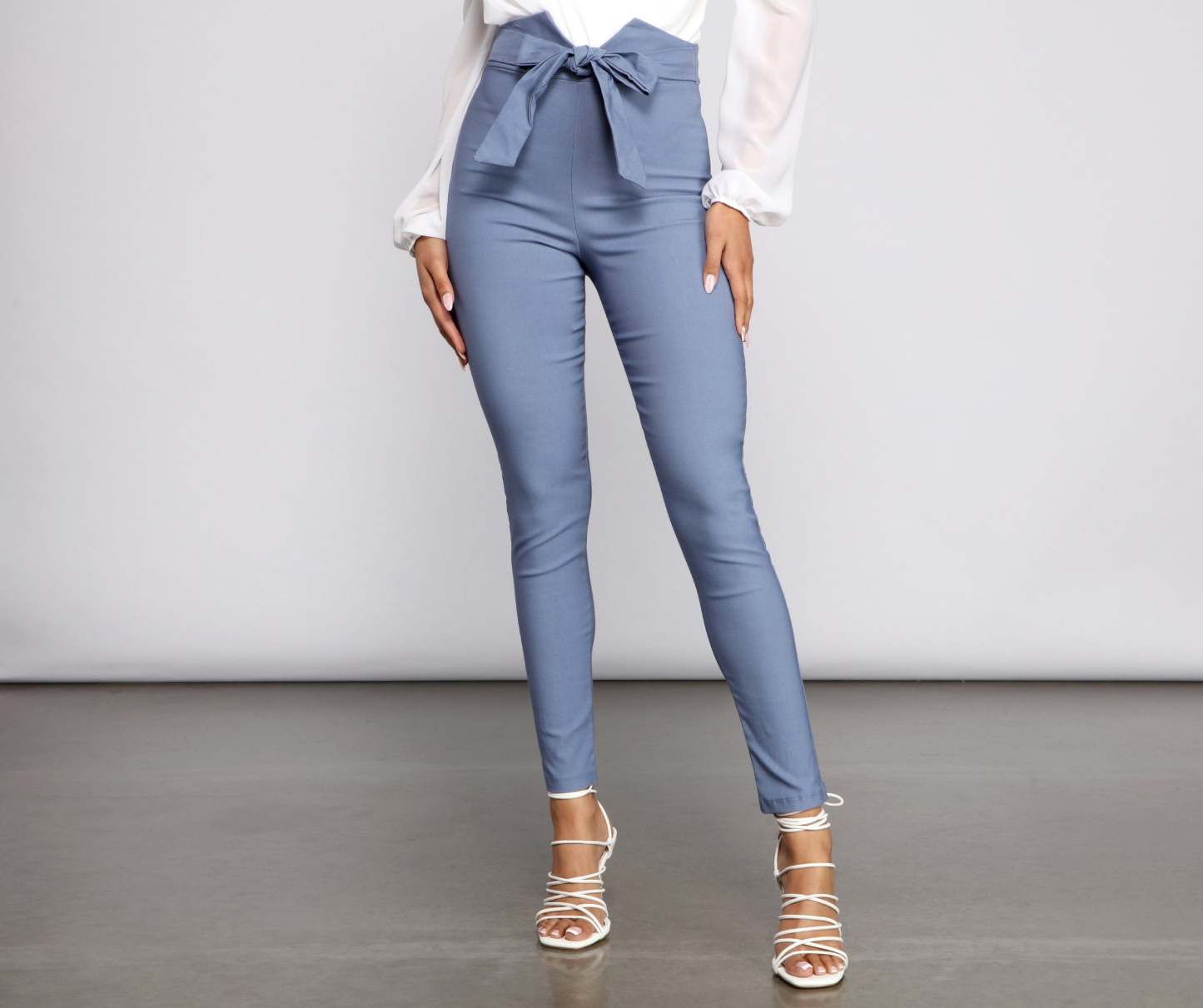 High Waist Tie Front Skinny Pants - Lady Occasions