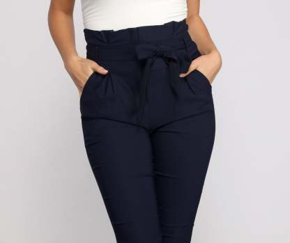 High Waist Paperbag Skinny Dress Pants - Lady Occasions