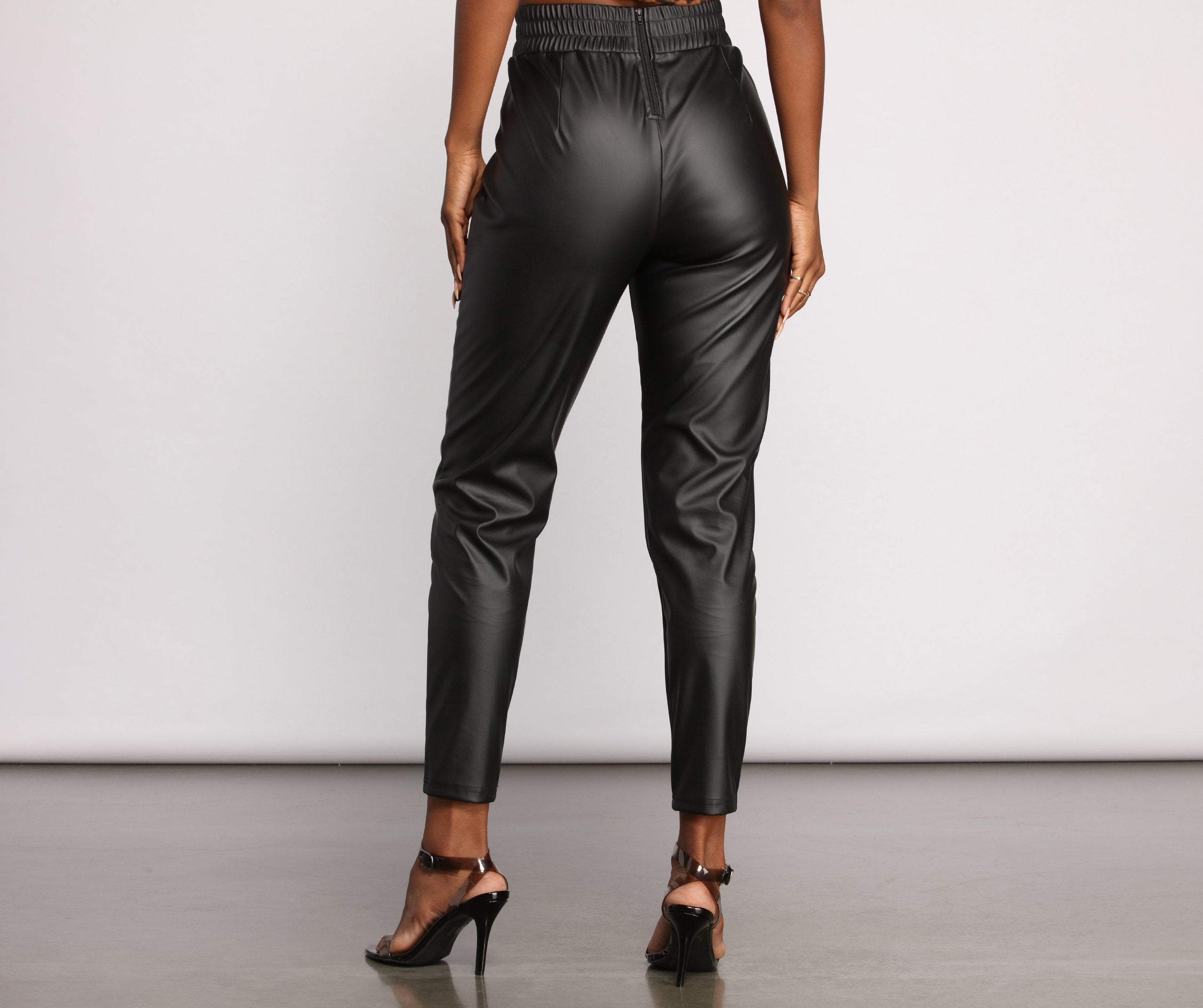 High Waist Faux Leather Leggings - Lady Occasions