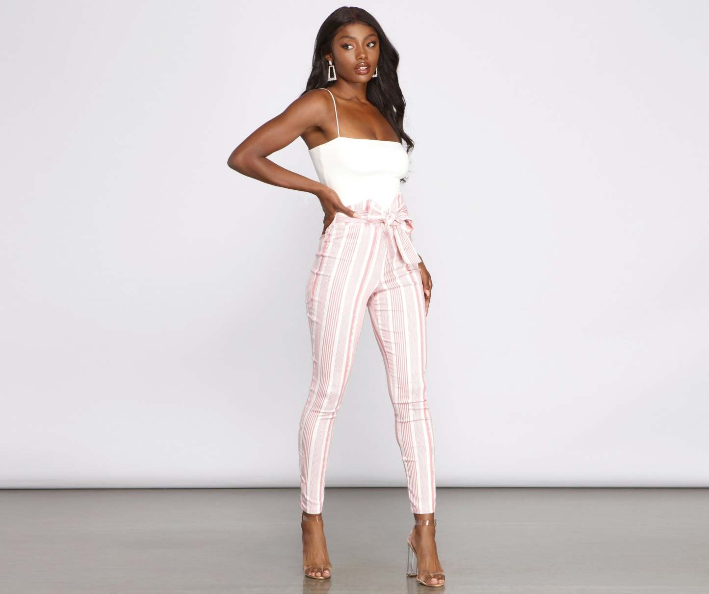 High Waist Skinny Striped Pants - Lady Occasions