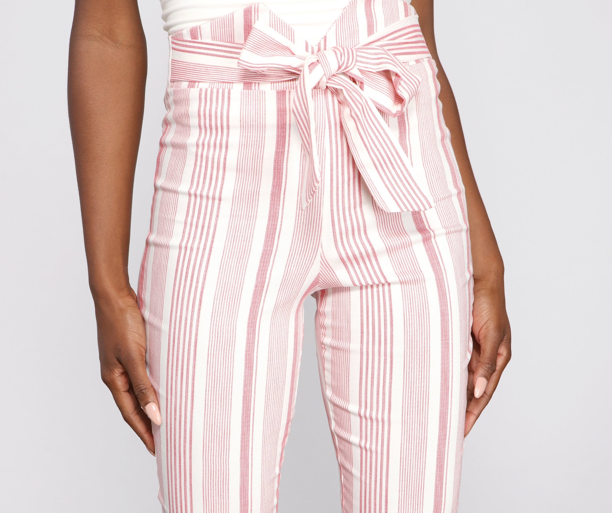 High Waist Skinny Striped Pants - Lady Occasions