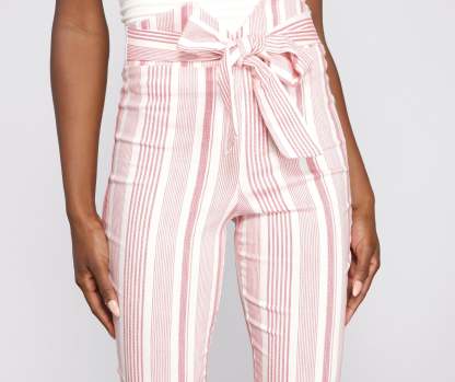 High Waist Skinny Striped Pants - Lady Occasions