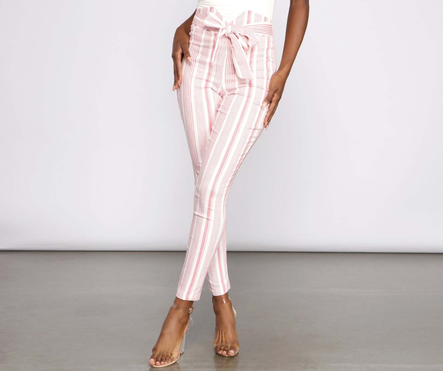 High Waist Skinny Striped Pants - Lady Occasions