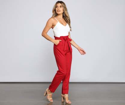 Effortlessly Stylish Tie-Waist Jumpsuit - Lady Occasions