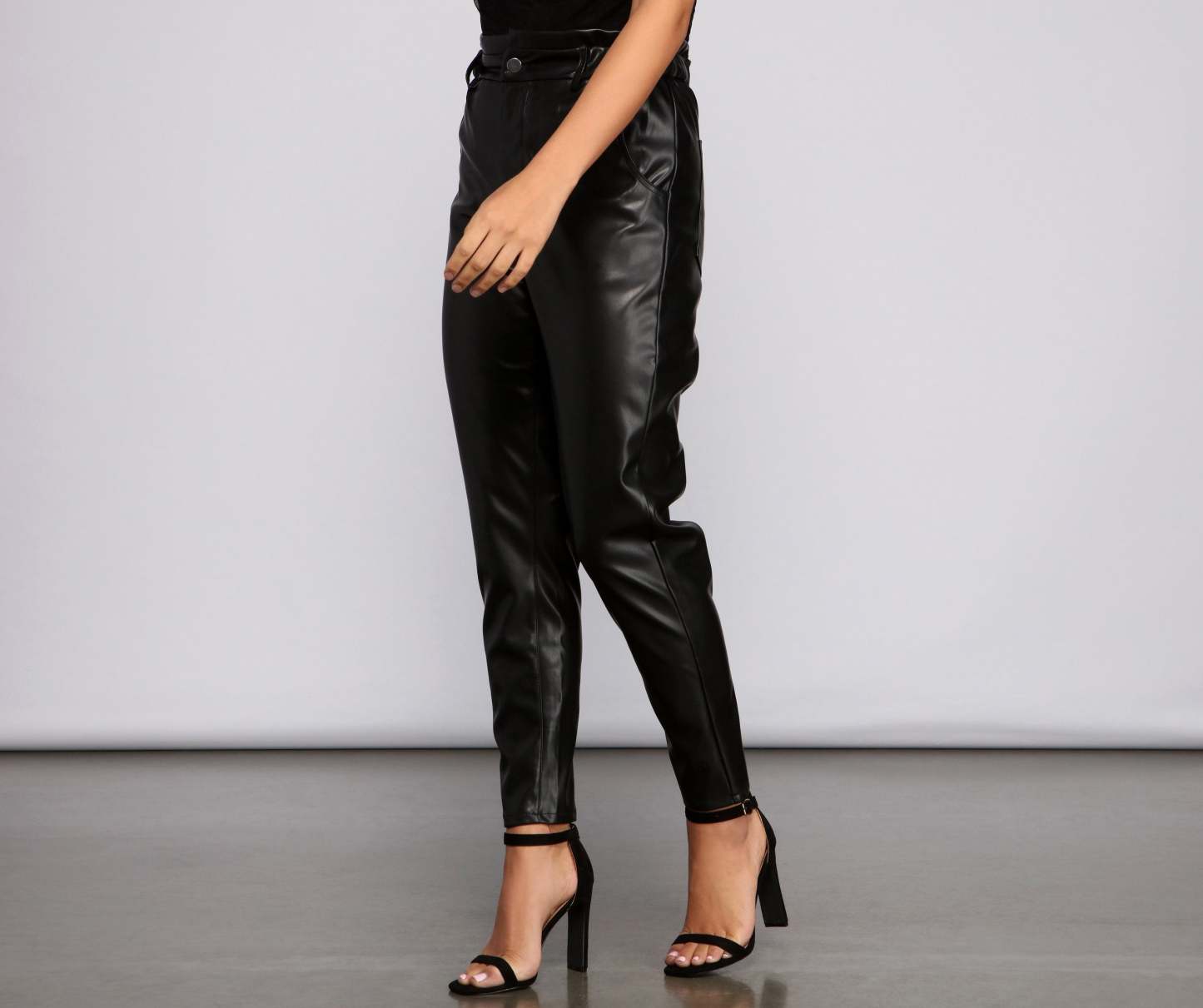 Polished N' Edgy Faux Leather Paper Bag Pants - Lady Occasions