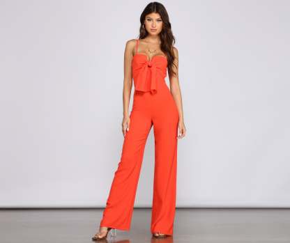 Glam It Up Tie Front Jumpsuit - Lady Occasions